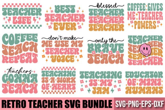 Download Retro Teacher SVG Bundle, Groovy Vintage - Vintage Collection