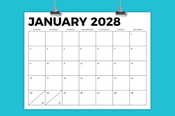 Download 2028 8.5 X 11 Inch Bold Calendar - Premium Resources