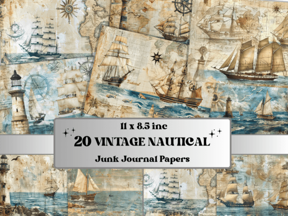 Download Vintage Nautical Ocean Background Paper - Vintage Collection