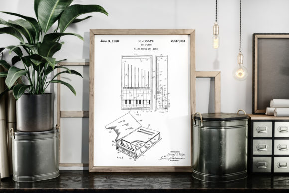 Download Toy Piano 1958 Vinatge Patent Art Print - 1958 Collection