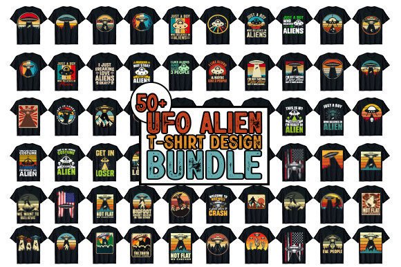 Download Vintage UFO Alien T-shirt Design Bundle - Vintage Collection