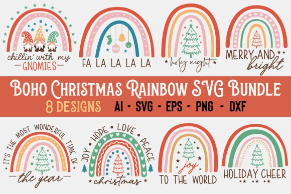 Download Boho Christmas Rainbow SVG Bundle - Rainbow svg Collection