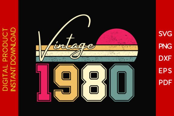 Download Vintage Classic Born in 1980 Birthday - Vintage Collection