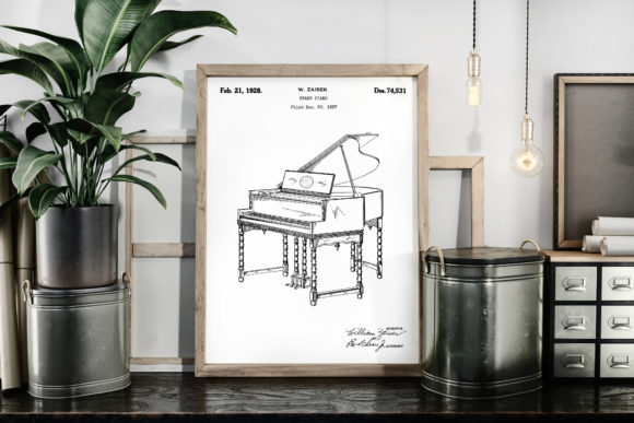 Download Grand Piano 1928 Vintage Patent Poster - Vintage Collection