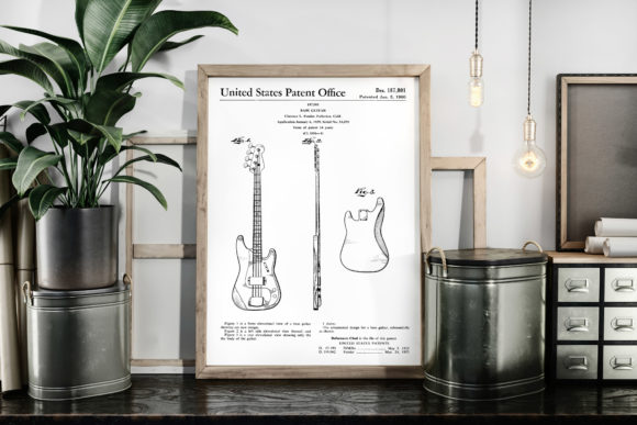 Download Bass Guitar 1960 Vintage Patent Poster - Vintage Collection